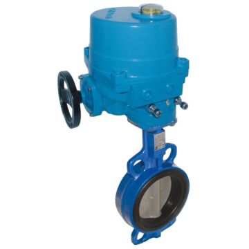 Butterfly valve-WA, DN150, with drive NE15, Cast iron / stainless steel / NBR, 230V 50Hz, runn