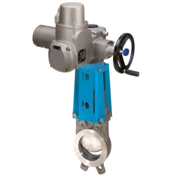 Knife-Gate-Valve, st. steel/EPDM,DN150,PN10,400VAC, body + knife: stainless steel