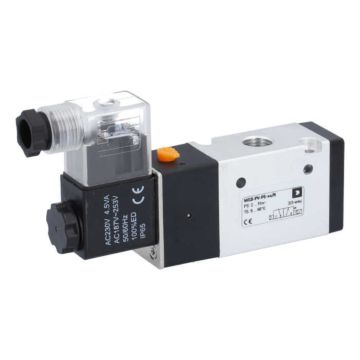 3/2-Way Solenoid-Valve 1/4", 230V 50/60Hz, 2-10bar with manual override, Alu/NBR