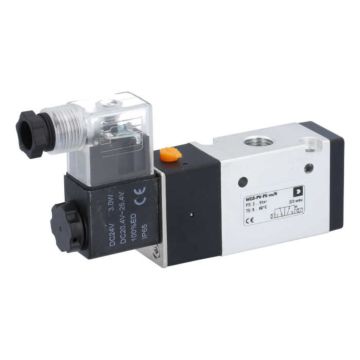 3/2-Way Solenoid-Valve 1/4", 24V DC, 2-10bar with manual override, Alu/NBR