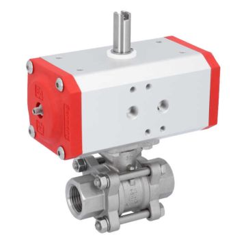 Ball valve ZA 1/2" female thread, actuator ED43, Stainless steel/PTFE-FKM, double acting