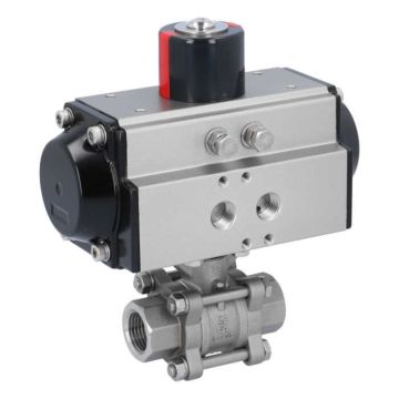 Ball valve ZA 1/2"-female thread, actuator OD50, Stainless steel/PTFE-FKM, double acting