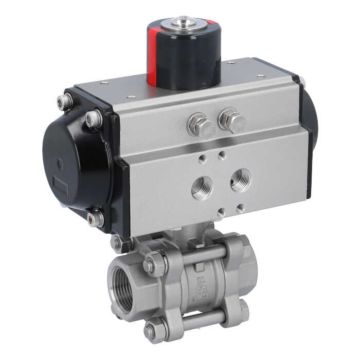 Ball valve ZA 3/4"-female thread, actuator OD50, Stainless steel/PTFE-FKM, double acting