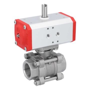 Ball valve ZA 1 "internal thread, with drive ED43, Stainless steel / PTFE FKM, double acting