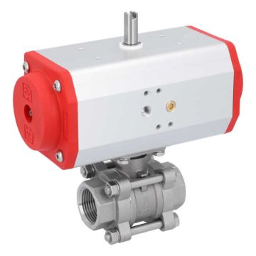 Ball valve ZA 1 "internal thread, with drive EE63, Stainless steel / PTFE FKM, spring return