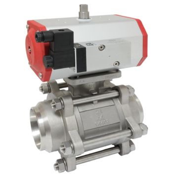 Ball valve ZA 11/4 "female, with drive ED55, Stainless steel / PTFE FKM, double acting