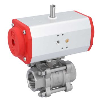 Ball valve ZA 11/4 "female, with drive EE63, Stainless steel / PTFE FKM, spring return