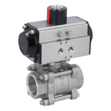 Ball valve ZA 11/4"-female thread, actuator OD50, Stainless steel/PTFE-FKM, double acting