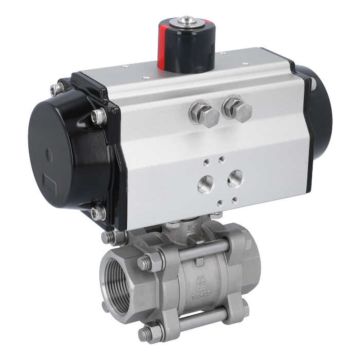 Ball valve ZA 11/4"-female thread, actuator OE75, Stainless steel/PTFE-FKM, spring return