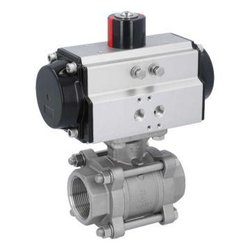 Ball valve ZA 11/2"-female thread, actuator OD65, Stainless steel/PTFE-FKM, double acting