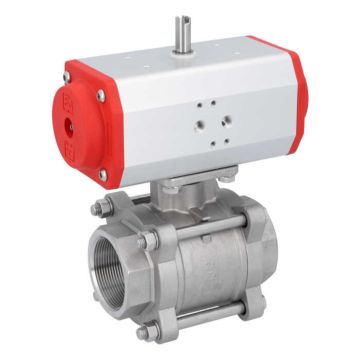 Ball valve ZA 2 "female, with drive ED63, Stainless steel / PTFE FKM, double acting