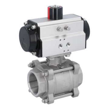 Ball valve ZA 2"-female thread, actuator OD65, Stainless steel/PTFE-FKM, double acting