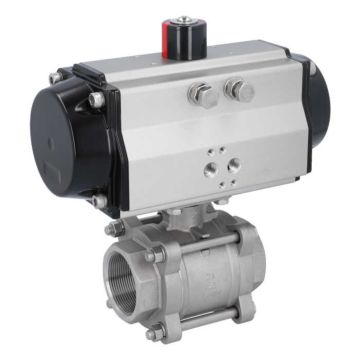 Ball valve ZA 2"-female thread, actuator OE95, Stainless steel/PTFE-FKM, spring return