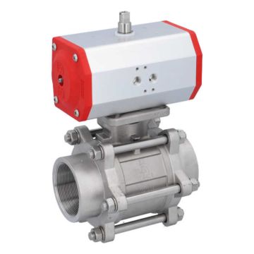 Ball valve ZA 21/2 "female, with drive ED70, Stainless steel / PTFE FKM, double acting