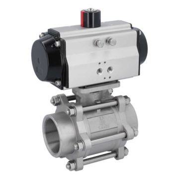 Ball valve ZA 21/2"-female thread, actuator OD85, Stainless steel/PTFE-FKM, double acting