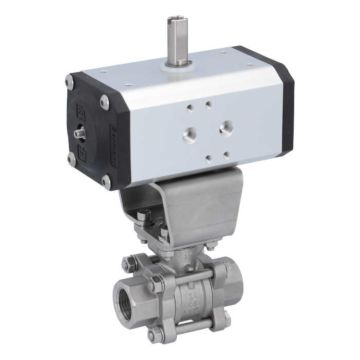 Ball valve-ZA / HT, 1/2 "-Innengew., With drive ED, Stainless steel / PTFE FKM, double acting