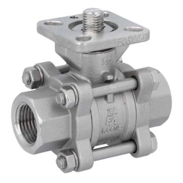 Ball valve 1/2", PN64, 1.4408/PTFE-FKM, HT, male thread, ISO 5211, -30ºC to +196ºC, DIN3202-M3