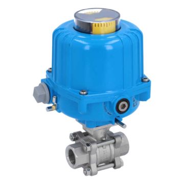 Ball valve-ZA, 1/2 "thread, with drive-NE03, Stainless steel / PTFE FKM, 24V DC, term 7sec.