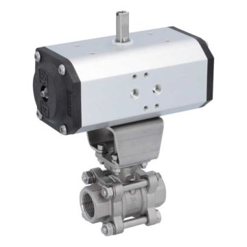 Ball valve-ZA / HT, 3/4 "-Innengew., With drive ED, Stainless steel / PTFE FKM, double acting