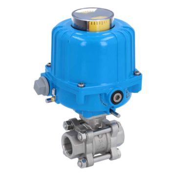 Ball valve-ZA, 3/4 "thread, with drive-NE03, Stainless steel / PTFE FKM, 24V DC, term 7sec.