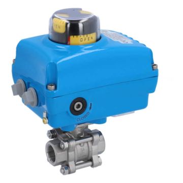 Ball valve-ZA, 3/4 "thread, with drive-NE05, Stainless steel / PTFE FKM, 24V DC, running time a