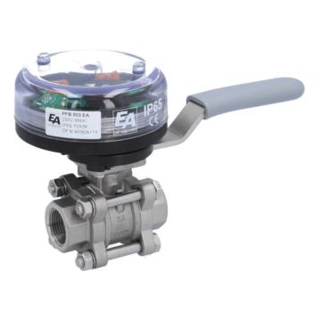 Ball valve-ZA, 3/4", w. VE-limit switch el./mech., female, stainl.steel/PTFE-FKM, max. 250VAC-5A,IP65