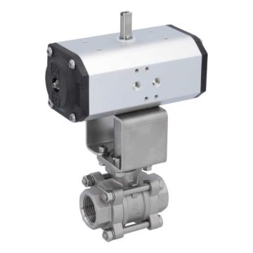 Ball valve-ZA / HT, 1 "internal thread, with drive, Stainless steel / PTFE FKM, double acting