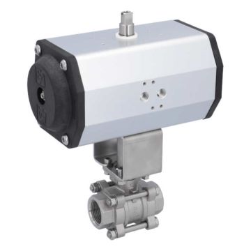 Ball valve-ZA / HT, 1 "internal thread, with drive, Stainless steel / PTFE FKM, spring return