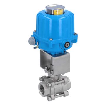 Ball valve-ZA / HT, 1 "internal thread, with drive, Stainless steel / PTFE FKM, 24V DC, term 7sec.