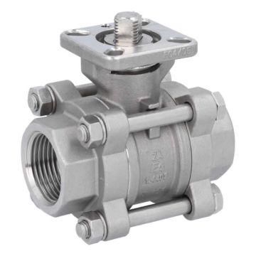 Ball valve 1", PN64, 1.4408/PTFE-FKM, HT, male thread, ISO 5211, -30ºC to +196ºC, DIN3202-M3