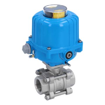 Ball valve ZA, 1 "internal thread, with drive-NE03, Stainless steel / PTFE FKM, 24V DC, term 7sec.