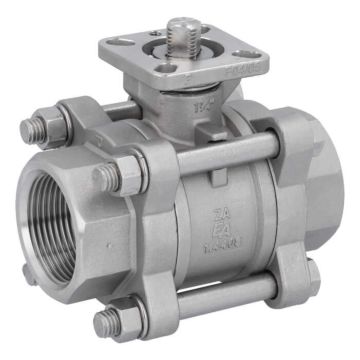 Ball valve 11/4", PN64, 1.4408/PTFE-FKM, HT, male thread, ISO 5211, -30ºC to +196ºC, DIN3202-M3