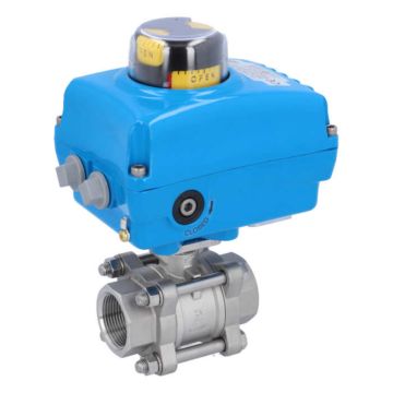 Ball valve-ZA, 11/4 "female, with drive-NE05, Stainless steel / PTFE FKM, 24V DC, running time a