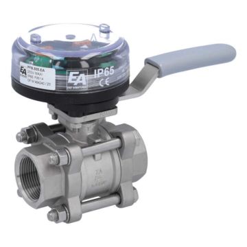 Ball valve-ZA, 11/4", w. VE-limit switch el./mech., female, stainl.steel/PTFE-FKM, max. 250VAC-5A,IP65