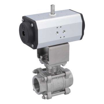 Ball valve-ZA / HT, 11/2 "-Innengew., With drive E, Stainless steel / PTFE FKM, double acting