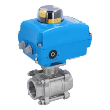 Ball valve-ZA, 11/2 "female, with drive-NE05, Stainless steel / PTFE FKM, 24V DC, running time a