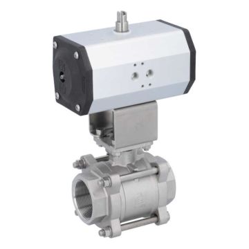 Ball valve-ZA / HT, 2 "female, with drive ED70, Stainless steel / PTFE FKM, double acting