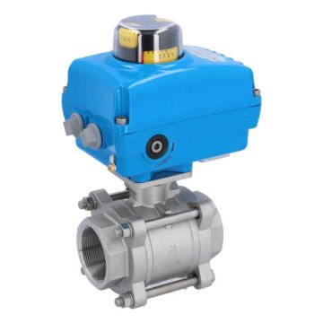 Ball valve-ZA, 2 "female, with drive-NE05, Stainless steel / PTFE FKM, 24V DC, running time a