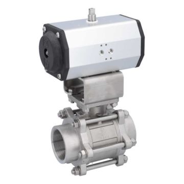 Ball valve-ZA / HT, 21/2 "-Innengew., With drive E, Stainless steel / PTFE FKM, double acting