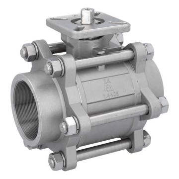 Ball valve 3", PN64, 1.4408/PTFE-FKM, HT, male thread, ISO 5211, -30ºC to +196ºC, DIN3202-M3