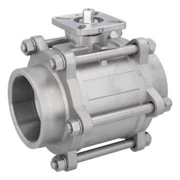 Ball valve 4", PN64, 1.4408/PTFE-FKM, HT, male thread, ISO 5211, -30ºC to +196ºC, DIN3202-M3