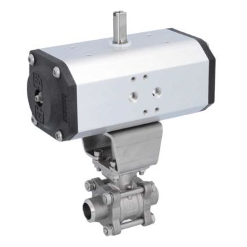 Ball valve-ZA / HT, DN15-Weld., With drive EE55, Stainless steel / PTFE FKM, spring return