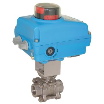 Ball valve-ZA / HT, DN15-Weld., With drive-NE05, Stainless steel / PTFE FKM, 24V DC, running time a