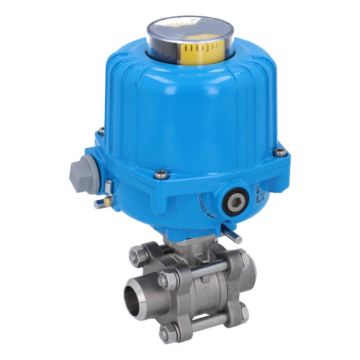 Ball valve-ZA, DN20-welding face, with drive-NE03, Stainless steel / PTFE FKM, 230V 50Hz, Duration 12