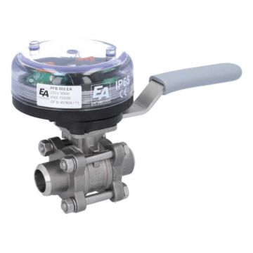 Ball valve-ZA, DN20, w. VE-limit switch el./mech., welded, stainl.steel/PTFE-FKM, max. 250VAC-5A,IP65