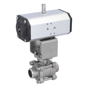 Ball valve-ZA / HT, DN25-Weld., With drive ED55, Stainless steel / PTFE FKM, double acting