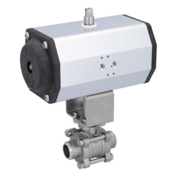 Ball valve-ZA/HT, DN25-welded, with actuator EE85, stainless steel/PTFE-FKM, spring return