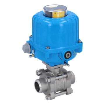 Ball valve-ZA, DN25-welding face, with drive-NE03, Stainless steel / PTFE FKM, 230V 50Hz, Duration 12