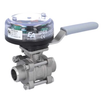 Ball valve-ZA, DN25, w. VE-limit switch el./mech., welded, stainl.steel/PTFE-FKM, max. 250VAC-5A,IP65