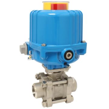 Ball valve-ZA / HT, DN32-Weld., With drive-NE03, Stainless steel / PTFE FKM, 24V DC, term 7sec.